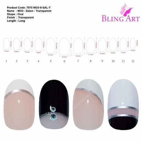 False Nails by Bling Art 360 Oval Medium Transparent Acrylic Fake Nail